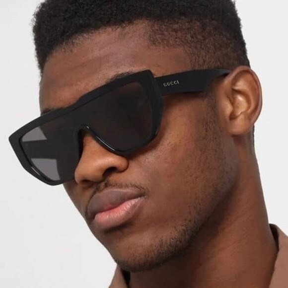 New Authentic- GUCCI Grey Shield Unisex Sunglasses\nGG0997S 002 - Picture 1 of 14